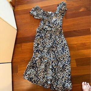 ba&sh Navy and White Patterned Dress